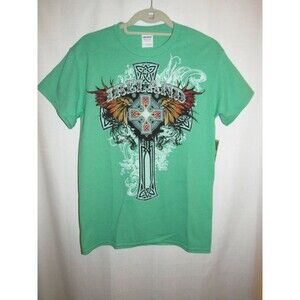 Gildan Green Ireland Cross Cotton Blend Tee Shirt Men's Size Small